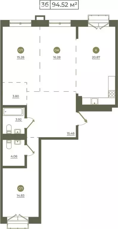 3-комнатная квартира: Иркутск, Октябрьский округ, ЖК Верба (94.52 м) - Фото 1