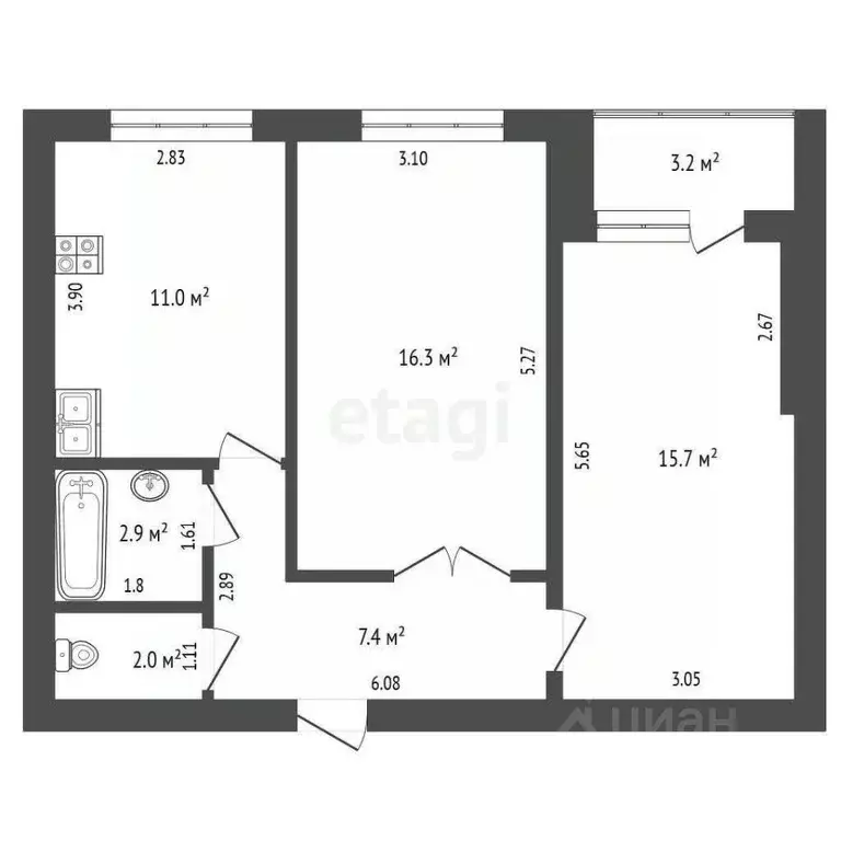 2-к кв. Калужская область, Калуга Турынино мкр, ул. Советская, 178 ... - Фото 2