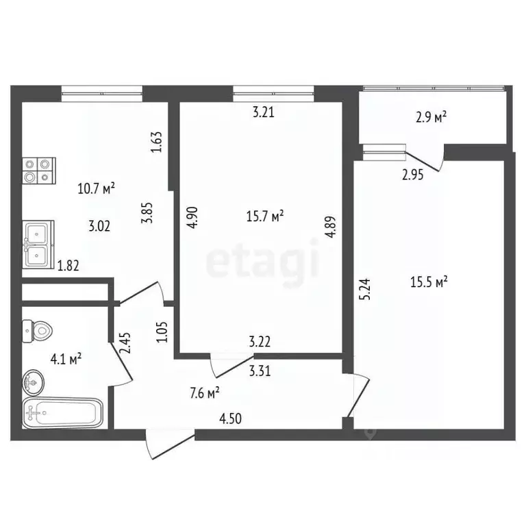 2-к кв. Ленинградская область, Кингисепп Крикковское ш., 34 (53.5 м) - Фото 2