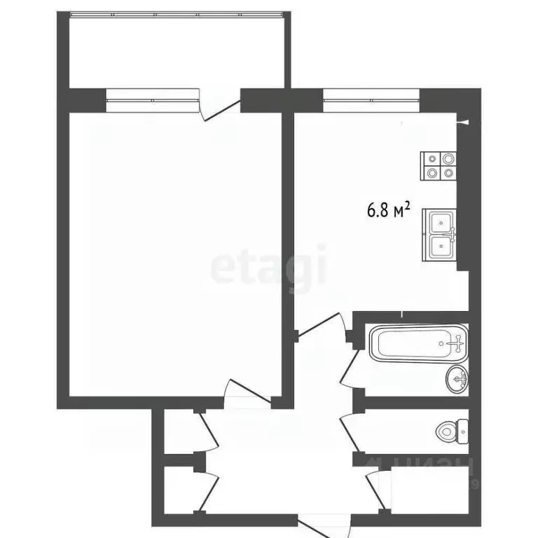 1-к кв. Архангельская область, Архангельск ул. Розы Люксембург, 68к1 ... - Фото 2