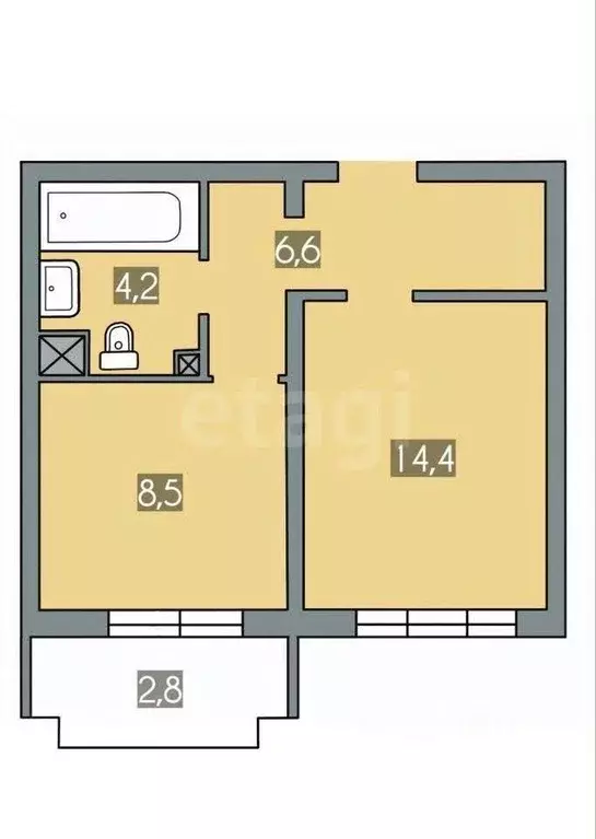 1-к кв. Санкт-Петербург Парашютная ул., 65 (33.5 м) - Фото 1