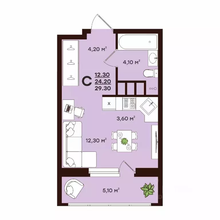 Студия Владимирская область, Владимир ул. Чайковского, 7 (29.3 м) - Фото 1