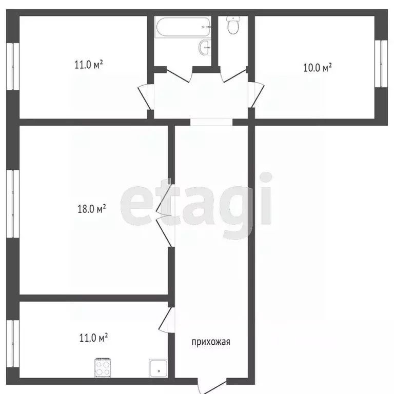 3-к кв. Тверская область, Тверь ул. Королева, 24 (67.4 м) - Фото 1