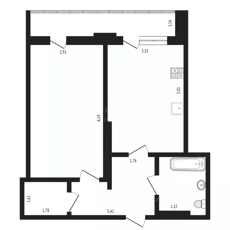 1-к кв. Тюменская область, Тюмень ул. Мельникайте, 34к1 (48.4 м) - Фото 1