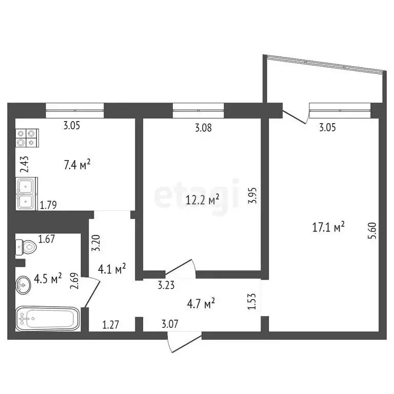 2-комнатная квартира: Оренбург, Салмышская улица, 5/2 (50 м) - Фото 1