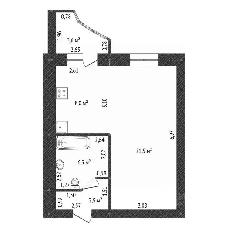 Студия Башкортостан, Уфа Южный мкр, ул. Загира Исмагилова, 6/1 (40.0 ... - Фото 2
