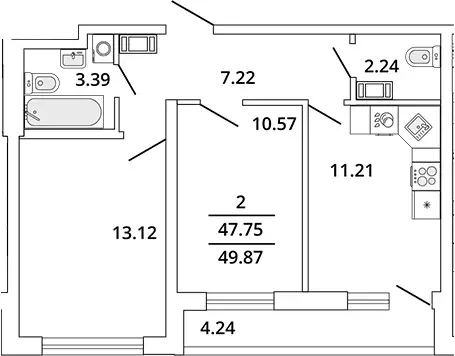 Продаётся 2-к квартира, 38.63 м - Фото 1