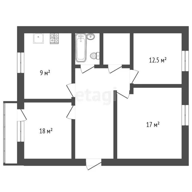 3-комнатная квартира: Ишим, Малая Садовая улица, 101 (75 м) - Фото 1