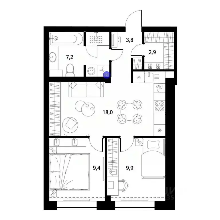 2-к кв. Владимирская область, Киржач Красный Октябрь мкр, ул. ... - Фото 1