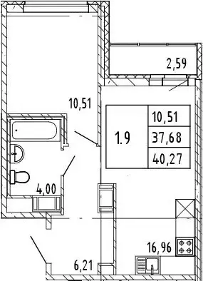 Продаётся 1-к квартира, 37.68 м - Фото 0
