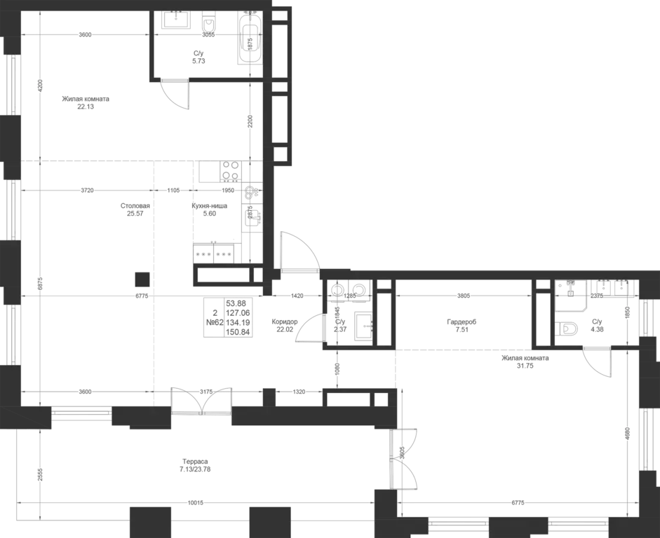 2-к квартира, 134.19 м - Фото 1