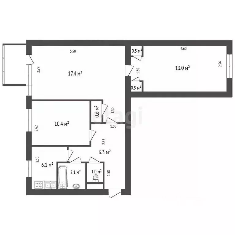 3-к кв. Санкт-Петербург Пулковская ул., 11К2 (57.9 м) - Фото 1