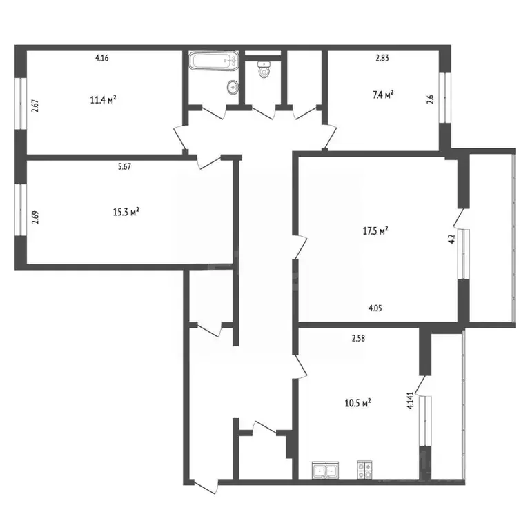 4-к кв. Ямало-Ненецкий АО, Ноябрьск Советская ул., 107 (100.0 м) - Фото 1