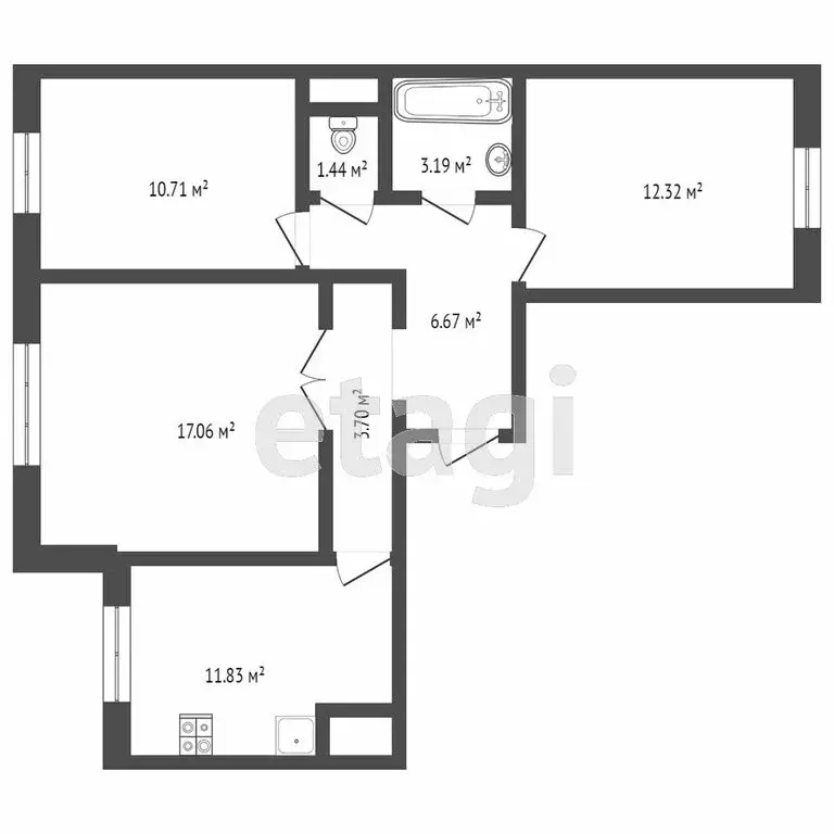 3-комнатная квартира: Ростов-на-Дону, улица Скачкова, 52 (69 м) - Фото 0