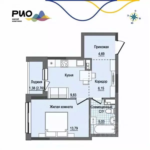 1-к кв. Удмуртия, Ижевск Воткинский жилрайон, Рио жилой комплекс, 2 ... - Фото 1