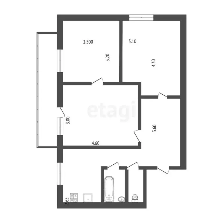 3-к кв. Крым, Симферополь ул. 60 лет Октября (55.0 м) - Фото 1