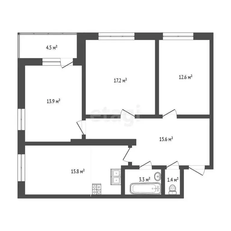 3-комнатная квартира: Тюмень, улица Мельникайте, 2к12 (79.1 м) - Фото 0
