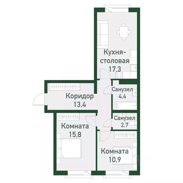 2-к кв. Челябинская область, Челябинский городской округ, пос. ... - Фото 0