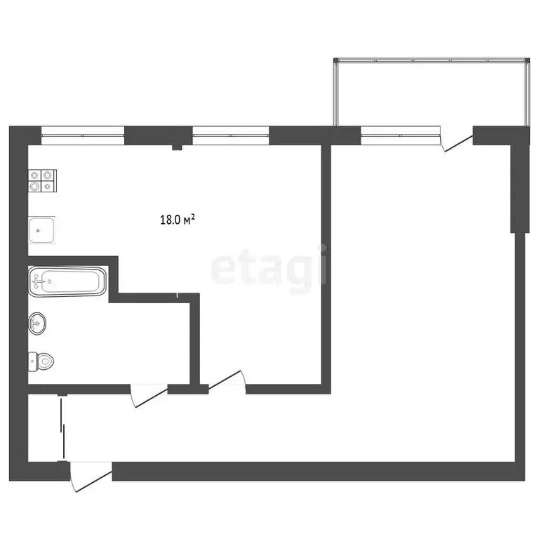 1-комнатная квартира: Тюмень, улица Республики, 196 (44 м) - Фото 1