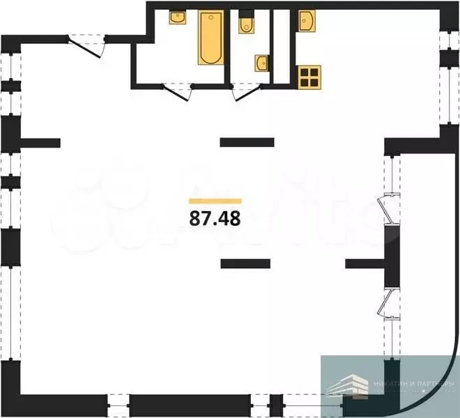 3-к. квартира, 87,5 м, 12/17 эт. - Фото 0