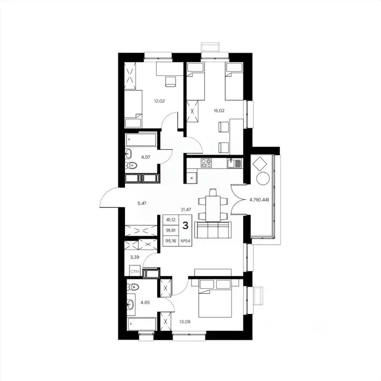 3-к кв. Калужская область, Обнинск Заовражье жилрайон, Новый город ... - Фото 1