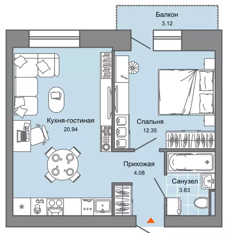 2-к кв. Кировская область, Киров ул. 4-й Пятилетки, 86 (42.0 м) - Фото 0