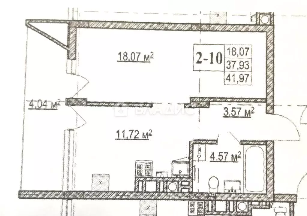 1-к кв. Калининградская область, Зеленоградск ул. Гагарина, 87 (39.5 ... - Фото 2
