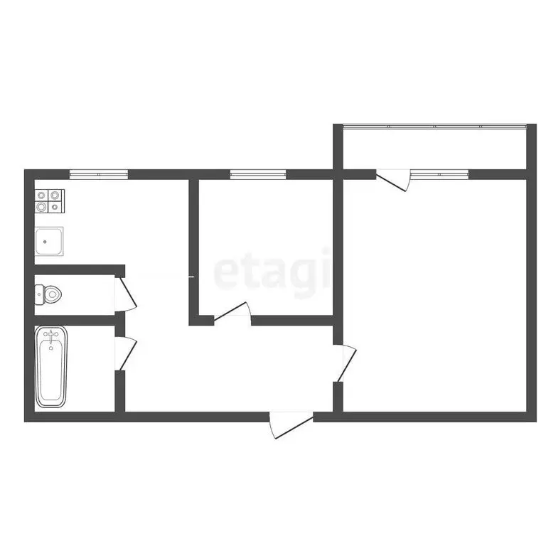 2-комнатная квартира: Чебаркуль, Октябрьская улица, 7 (50 м) - Фото 1