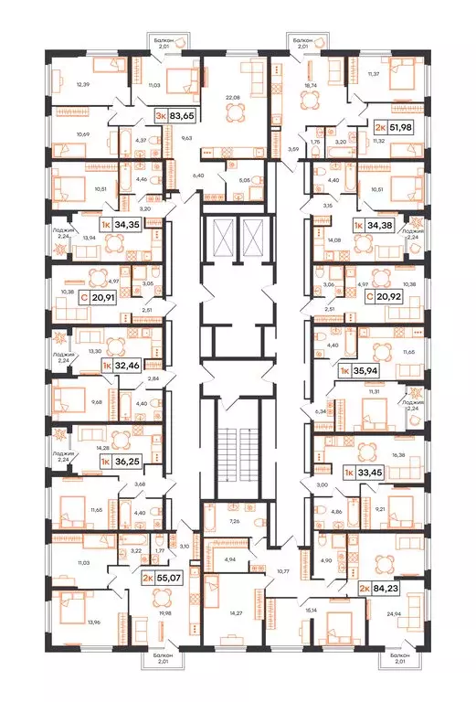 2-комнатная квартира: Тюмень, Полевая улица, 117к13 (55.07 м) - Фото 2