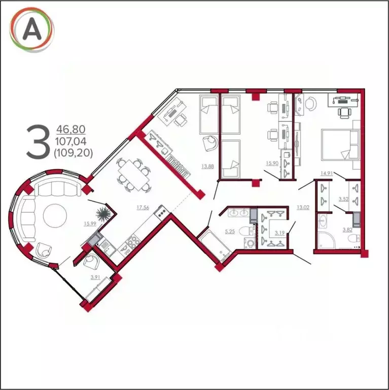 3-к кв. Брянская область, Брянск Московский мкр, 60 (110.0 м) - Фото 1