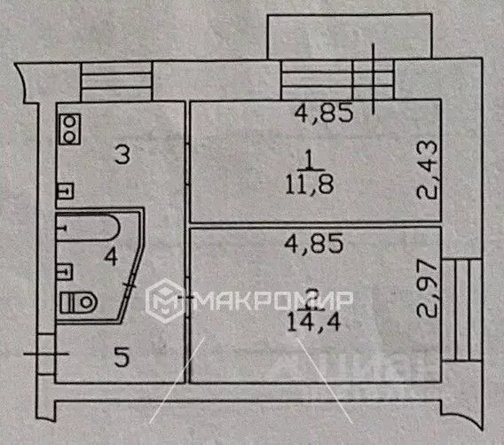 2-к кв. Ханты-Мансийский АО, Сургут ул. Мечникова, 2 (39.8 м) - Фото 1