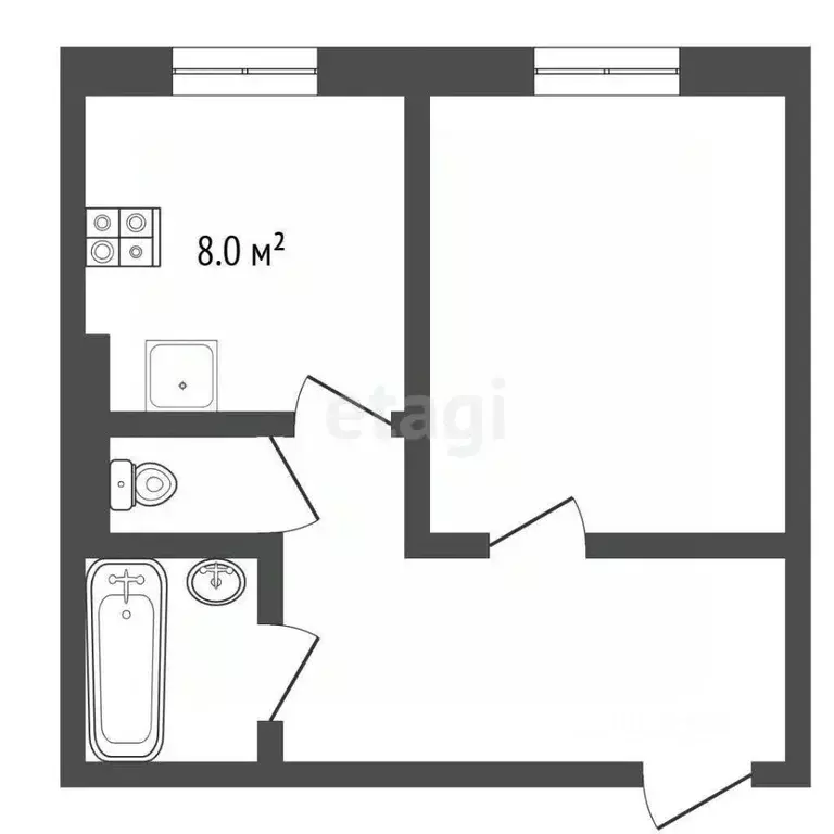 1-к кв. Ямало-Ненецкий АО, Ноябрьск ул. 40 лет Победы, 7 (30.4 м) - Фото 1