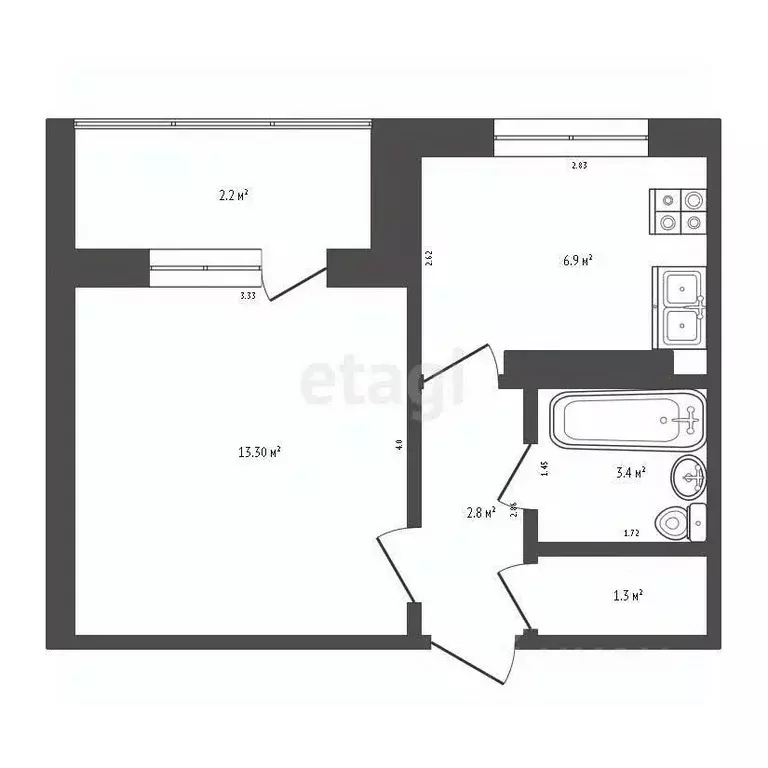 1-к кв. Крым, Сакский район, с. Штормовое ул. Ленина, 6 (27.7 м) - Фото 2