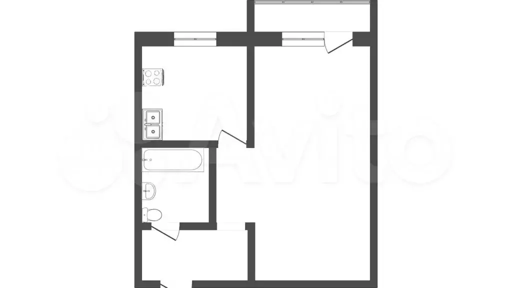 1-к. квартира, 30 м, 4/5 эт. - Фото 0