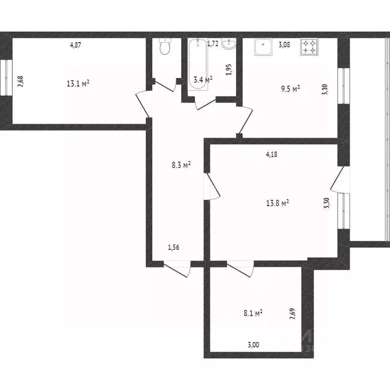 3-к кв. Кемеровская область, Кемерово Молодежный просп., 7 (69.6 м) - Фото 1