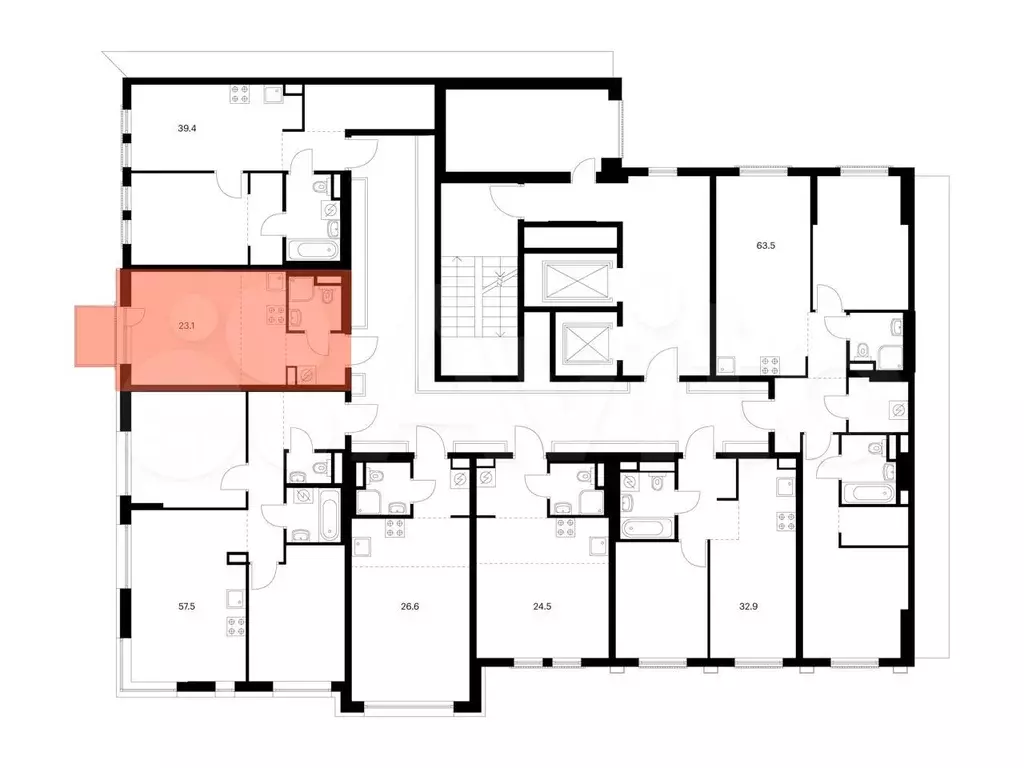 Квартира-студия, 23,1 м, 3/12 эт. - Фото 1