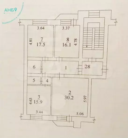 3-к. квартира, 98,3 м, 4/6 эт. - Фото 0