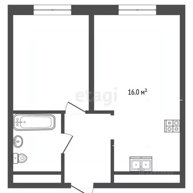 1-к кв. Тюменская область, Тюмень ул. Ветеранов Труда, 36к1 (34.4 м) - Фото 2