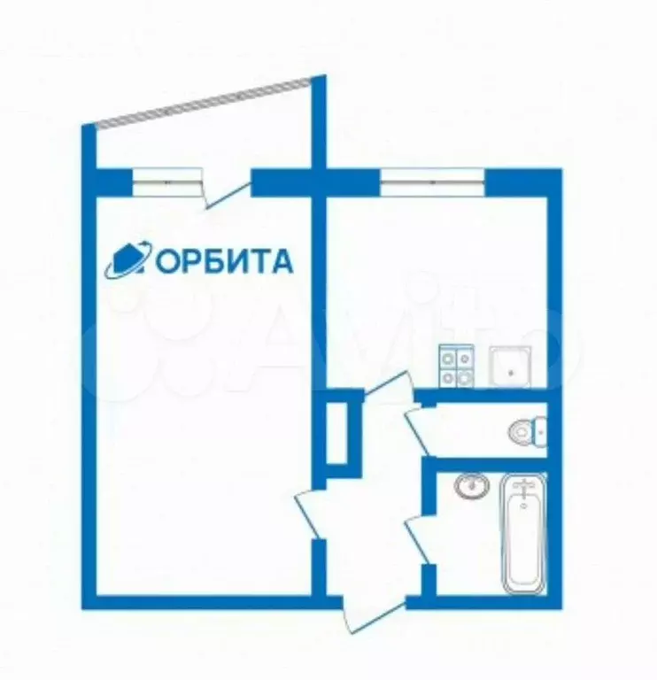 1-к. квартира, 33,9 м, 7/9 эт. - Фото 0