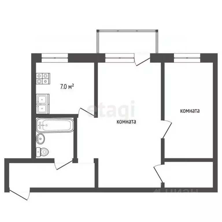 2-к кв. Свердловская область, Екатеринбург ул. Стачек, 33 (44.0 м) - Фото 2