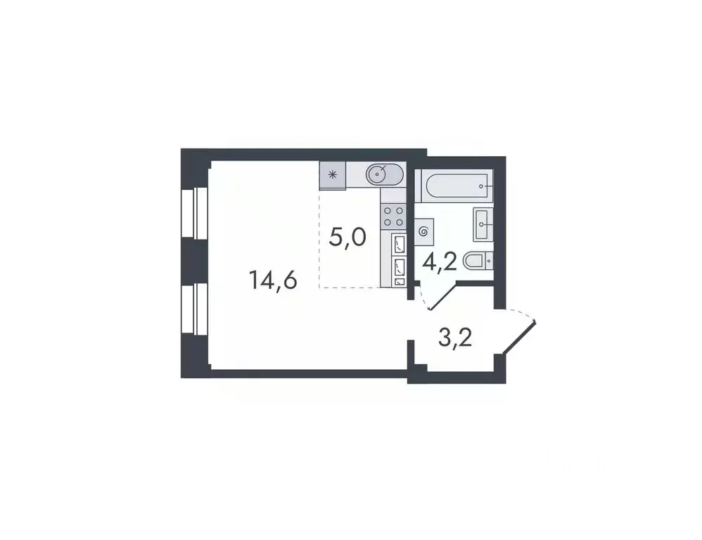 Студия Кировская область, Киров ул. Чистопрудненская, 13 (27.0 м) - Фото 1