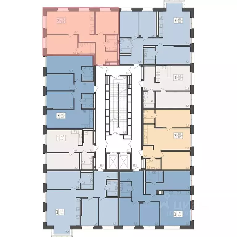 2-к кв. Башкортостан, Уфа 563-й кв-л,  (81.9 м) - Фото 1