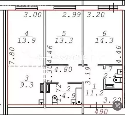 3-комнатная квартира: Новосибирск, улица Забалуева, 96 (70 м) - Фото 0