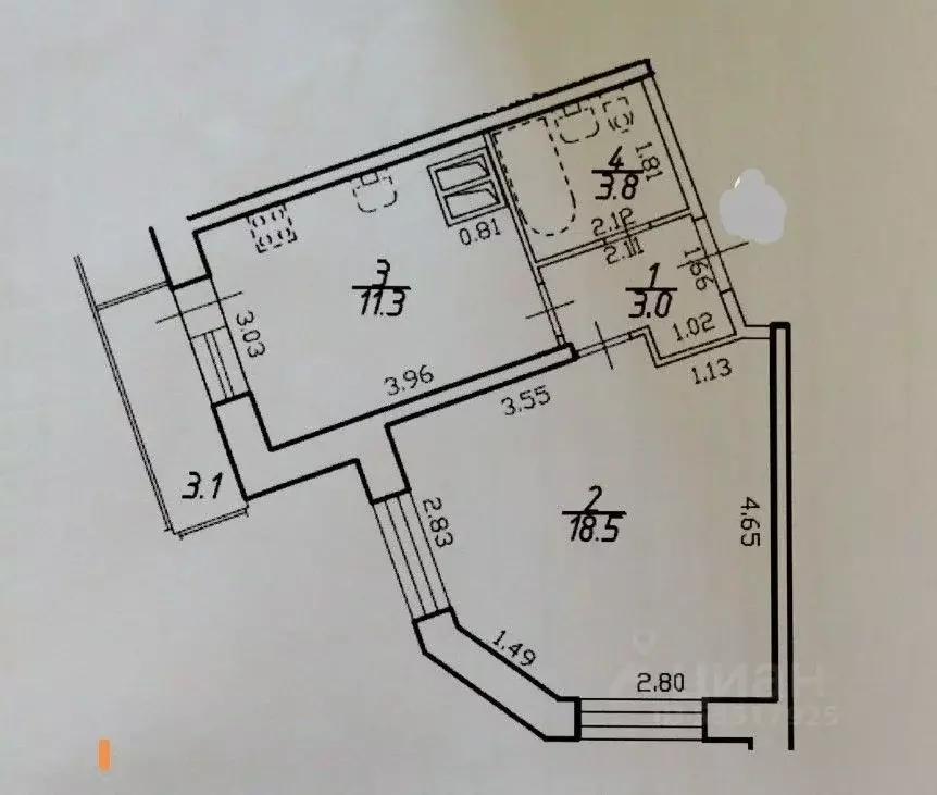 1-к кв. Санкт-Петербург пос. Парголово, ул. Николая Рубцова, 11к1 ... - Фото 2