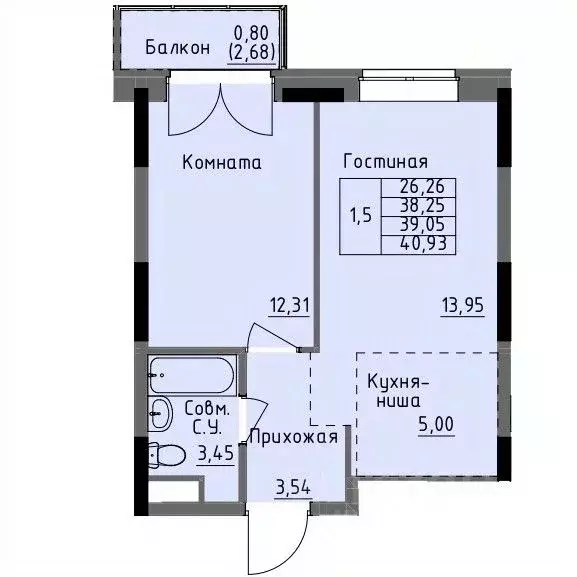 1-к кв. Удмуртия, Ижевск Строитель жилрайон, 4-й мкр,  (39.05 м) - Фото 0