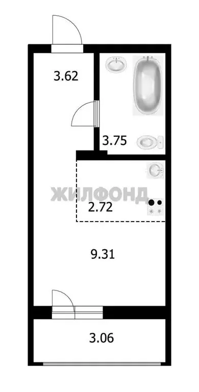 Квартира-студия: Новосибирск, улица Забалуева, 102/1 (19.5 м) - Фото 1
