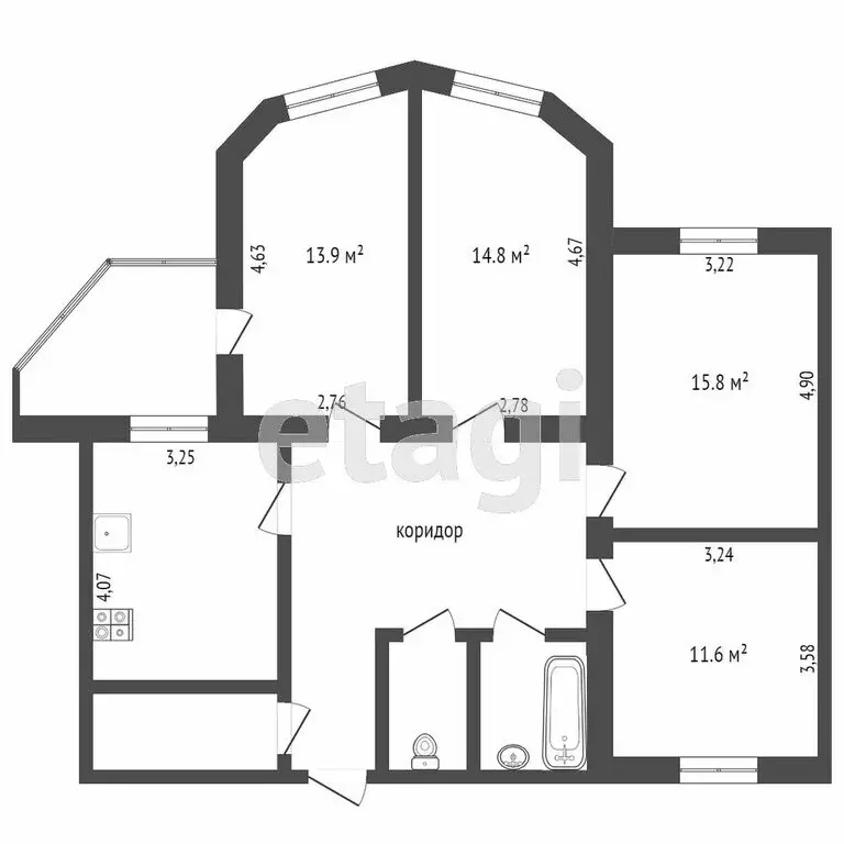 4-комнатная квартира: Тюмень, Широтная улица, 29 (104.1 м) - Фото 1