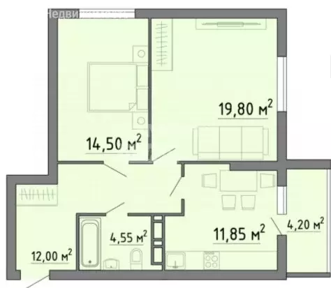 2-комнатная квартира: Липецк, ЖК Семейный Квартал (66.9 м) - Фото 1