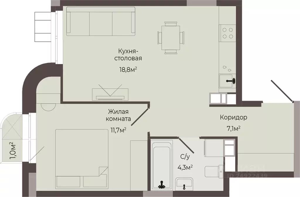 1-к кв. Нижегородская область, Нижний Новгород Соцгород жилрайон, 1-й ... - Фото 1