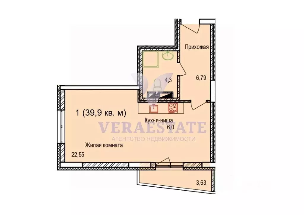 1-к кв. Новосибирская область, Новосибирск Пригородная ул., 30 (39.9 ... - Фото 2